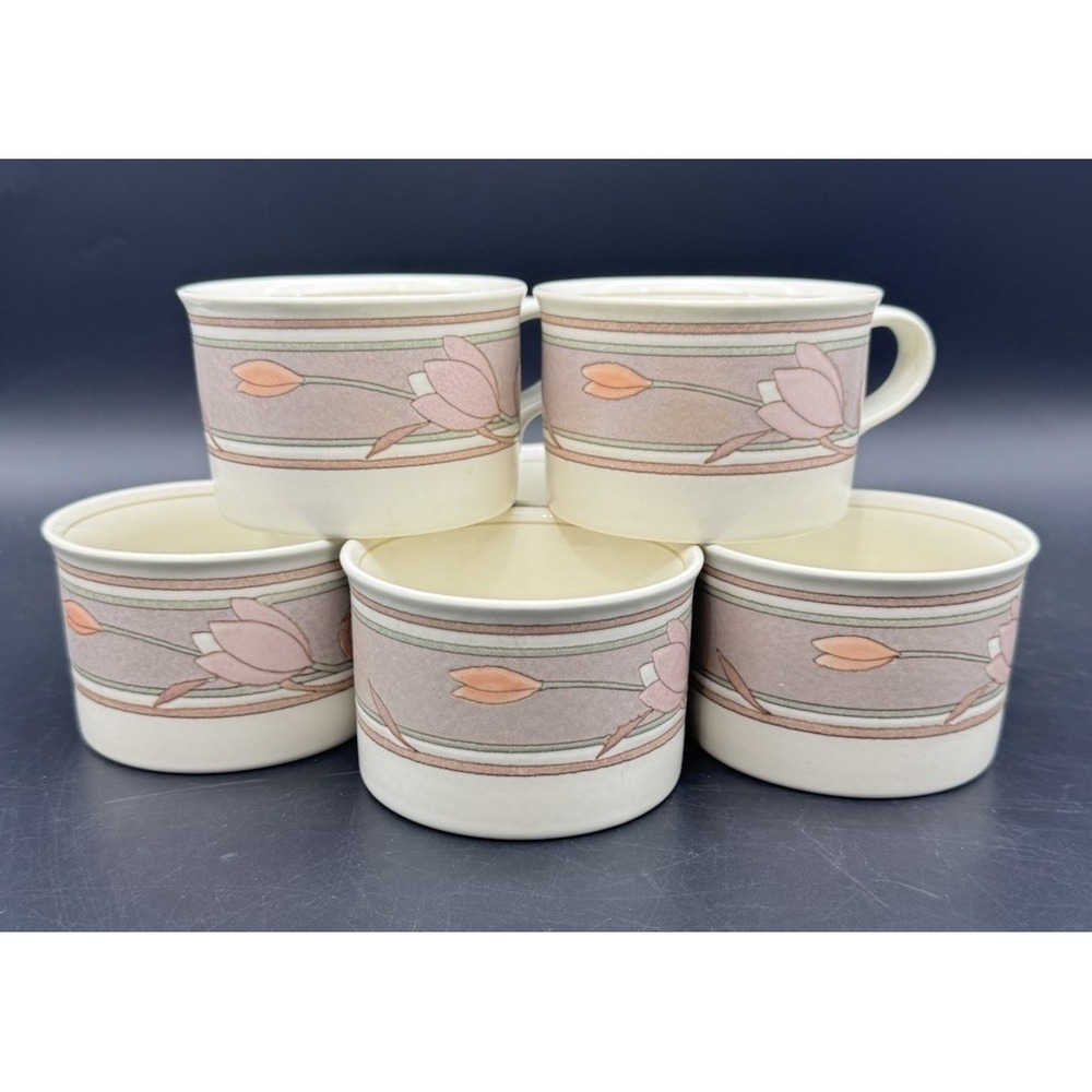 Mikasa Intaglio Meadow Sun CAC02 Cups Set of 6 Japan Stoneware Vintage